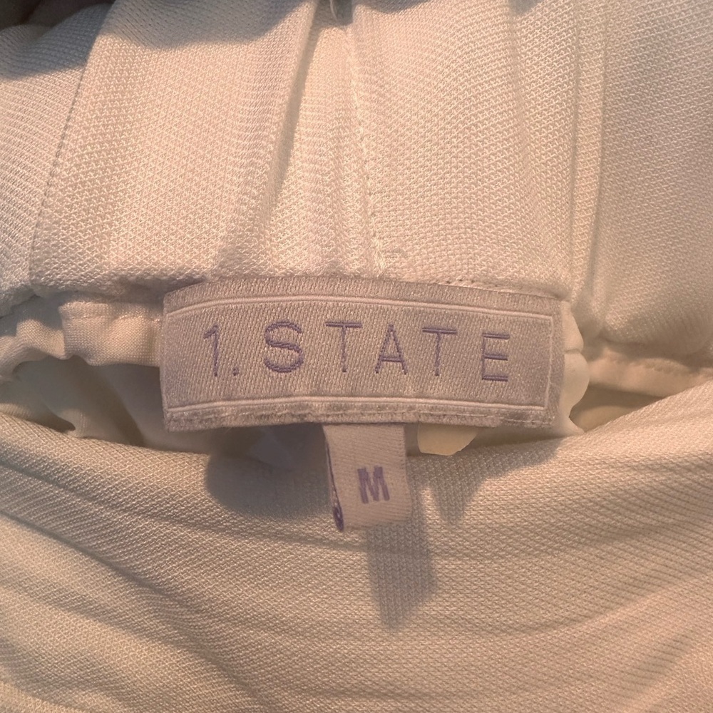 1. State White Wide Leg Pants with Gold Buttons - Picture 3 of 6
